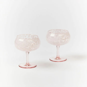 Dots Glass Coupe Set of 2 - Pink