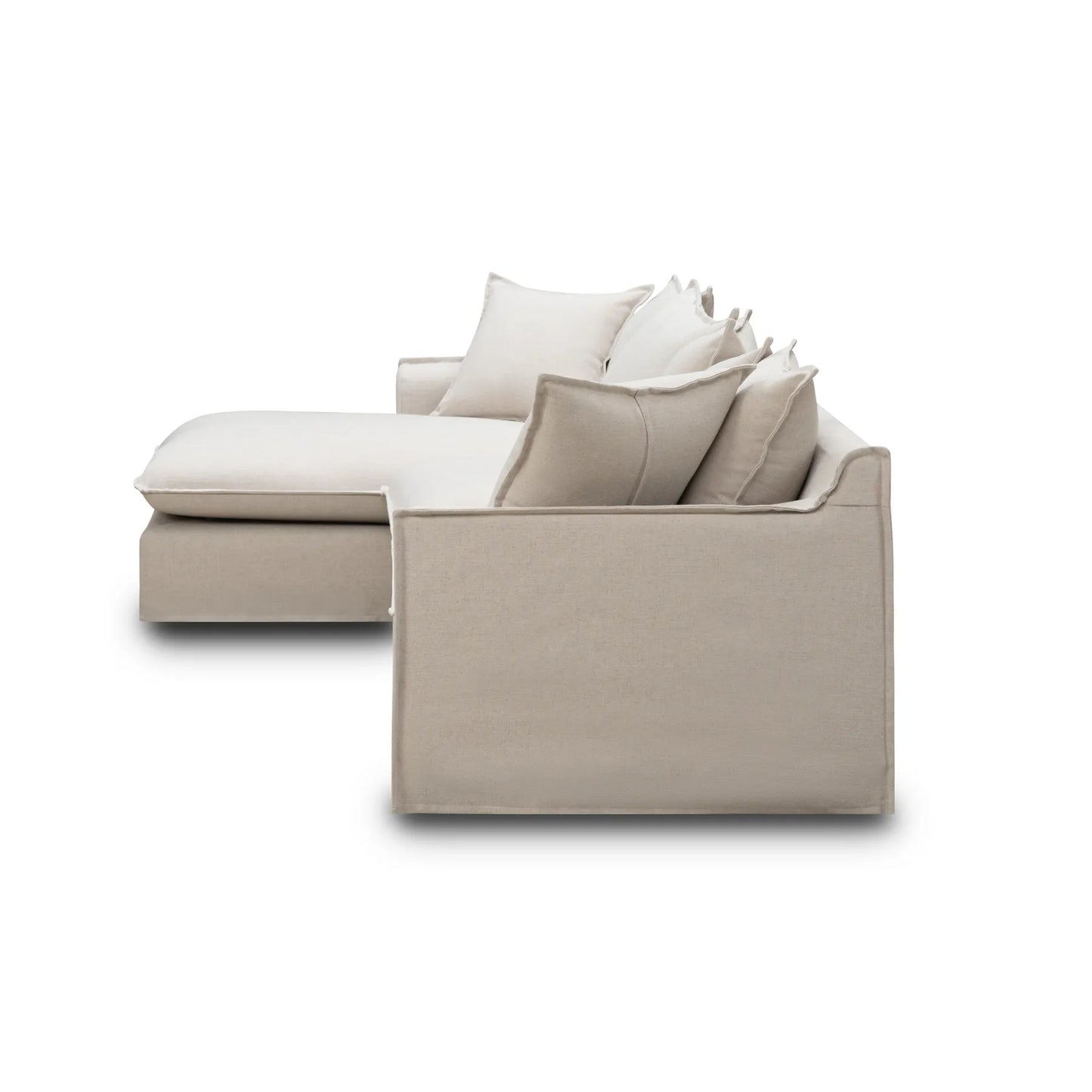 Juno Slipcover 4 Seater LHF Chaise Sofa - Luna Oatmeal