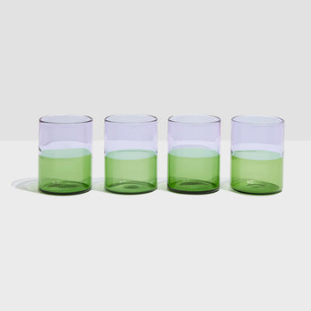 Two Tone Glasses - Set of 4 - Lilac/Green