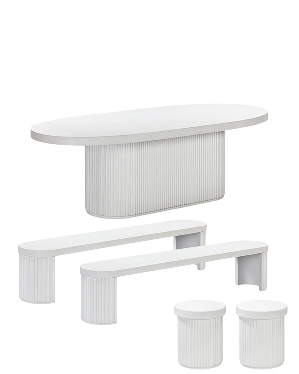 Furrow Outdoor Dining Package 240cm - White Concrete