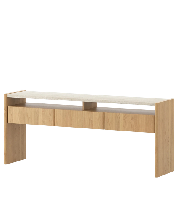Stella Console Table 180cm - Oak/Travertine