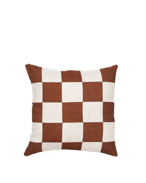 Big Check Square Cushion - Rust
