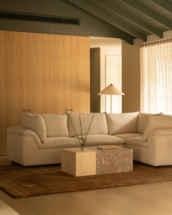 Melt Closed Chaise Sofa - Tate Biscotti