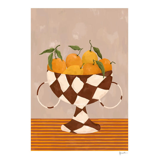 Lemons & Oranges in Checkered Vase Print 40cm x 50cm