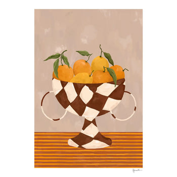 Lemons & Oranges in Checkered Vase Print 50cm x 70cm