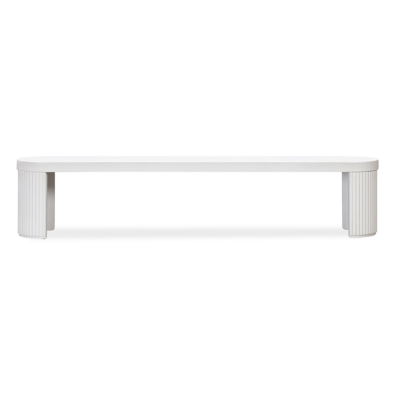Furrow Outdoor Dining Bench 220cm - White Concrete