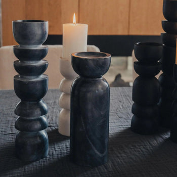 Toulin Marble Candle Holder - Black