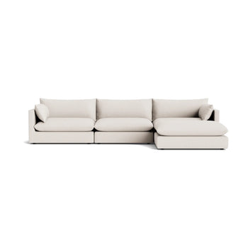 Sidney Slipcover 4 Seater Chaise Sofa - Silex Off White