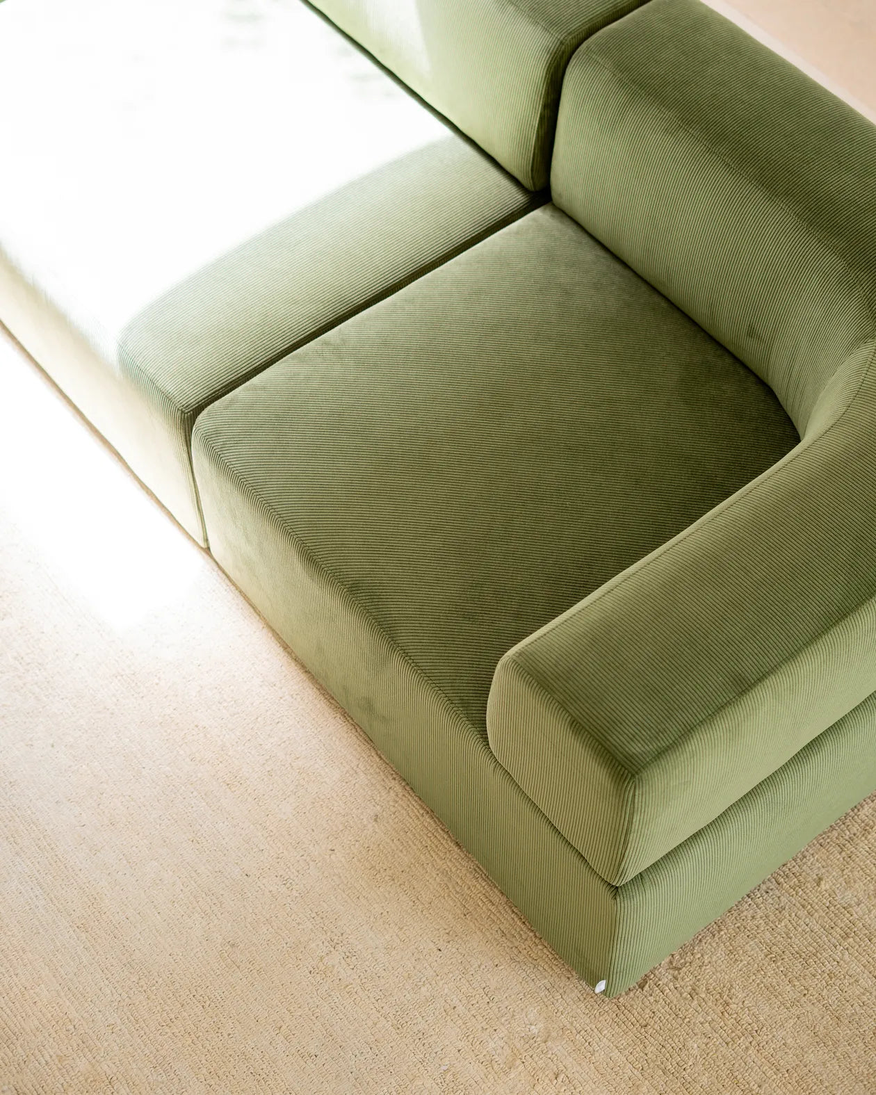 Stretch Large Angled Corner Sofa - Corduroy Forest