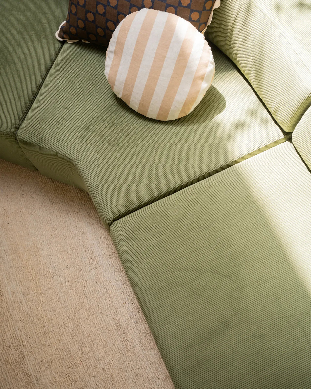 Stretch Large Angled Corner Sofa - Corduroy Forest