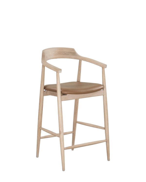 Profile Bar Stool 65cm - Oak / Tan Leather