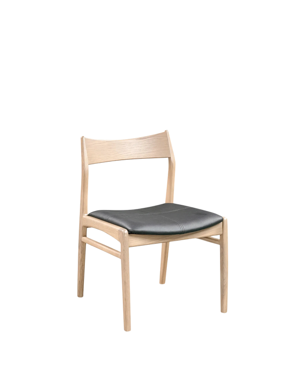 Eclipse Dining Chair - Oak / Black Leather