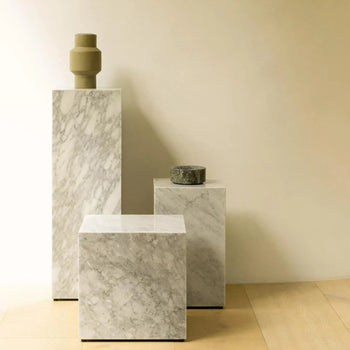 Stage Marble Side Table Low - Grey Carrara