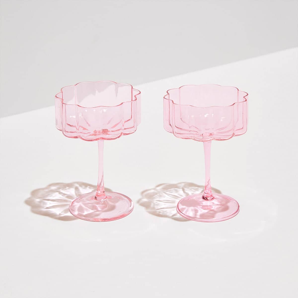 Wave Coupe Glass Set Of 2 - Pink