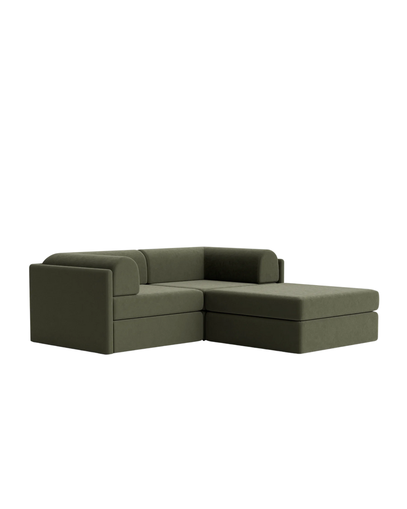 Addy 3 Seater Chaise Sofa - Eden Leaf