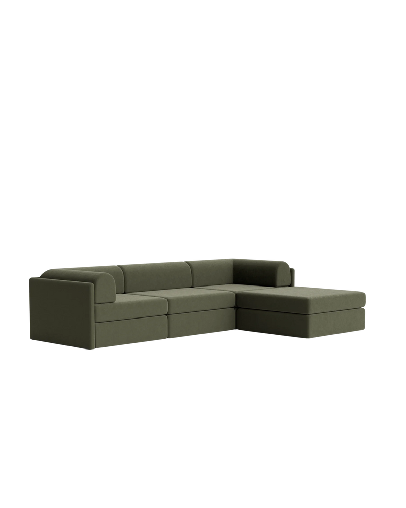 Addy 4 Seater Chaise Sofa - Eden Leaf