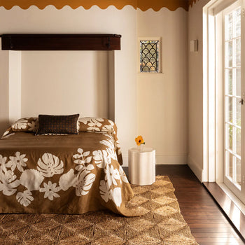 Hawaiian Border Bed Cover Throw - Cocoa