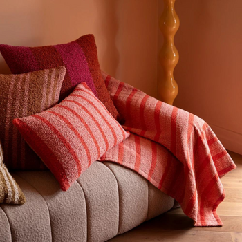 Boucle Stripe Throw - Red Pink