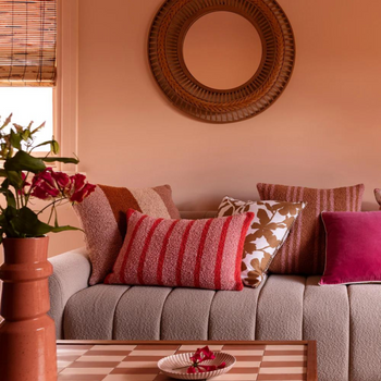 Boucle Thin Stripe Cushion - Pink