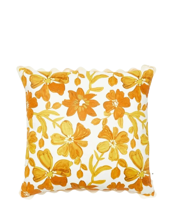 Small Dogwood Cushion - Mustard (Fringe)