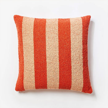 Boucle Stripe Cushion - Red Peach