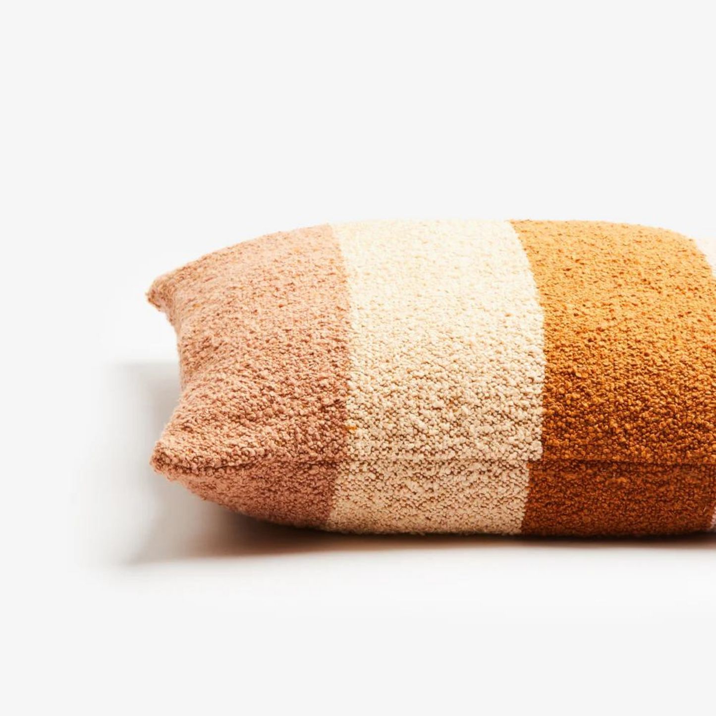 Boucle Wide Stripe Cushion - Tan