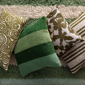 Boucle Wide Stripe Cushion - Green