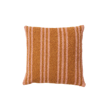 Boucle Trio Stripe Cushion - Tan Pink