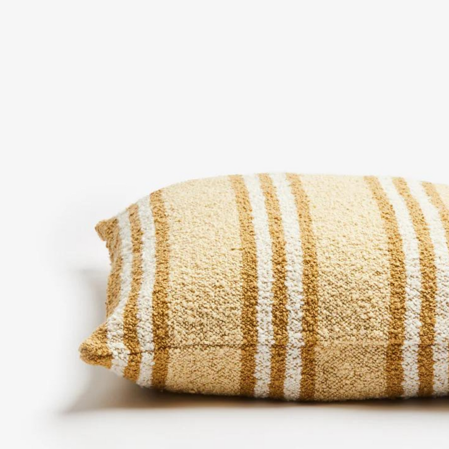 Boucle Trio Stripe Cushion - Ivory Sand