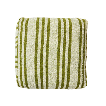 Boucle Trio Stripe Floor Cushion - Khaki Ivory