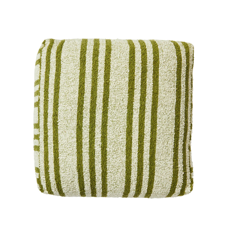 Boucle Trio Stripe Floor Cushion - Khaki Ivory