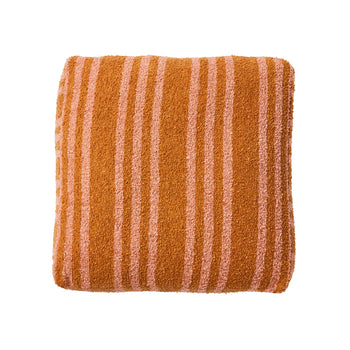 Boucle Trio Stripe Floor Cushion - Tan Pink