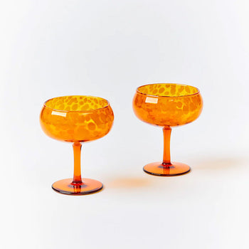 Dots Glass Coupe Set of 2 - Orange
