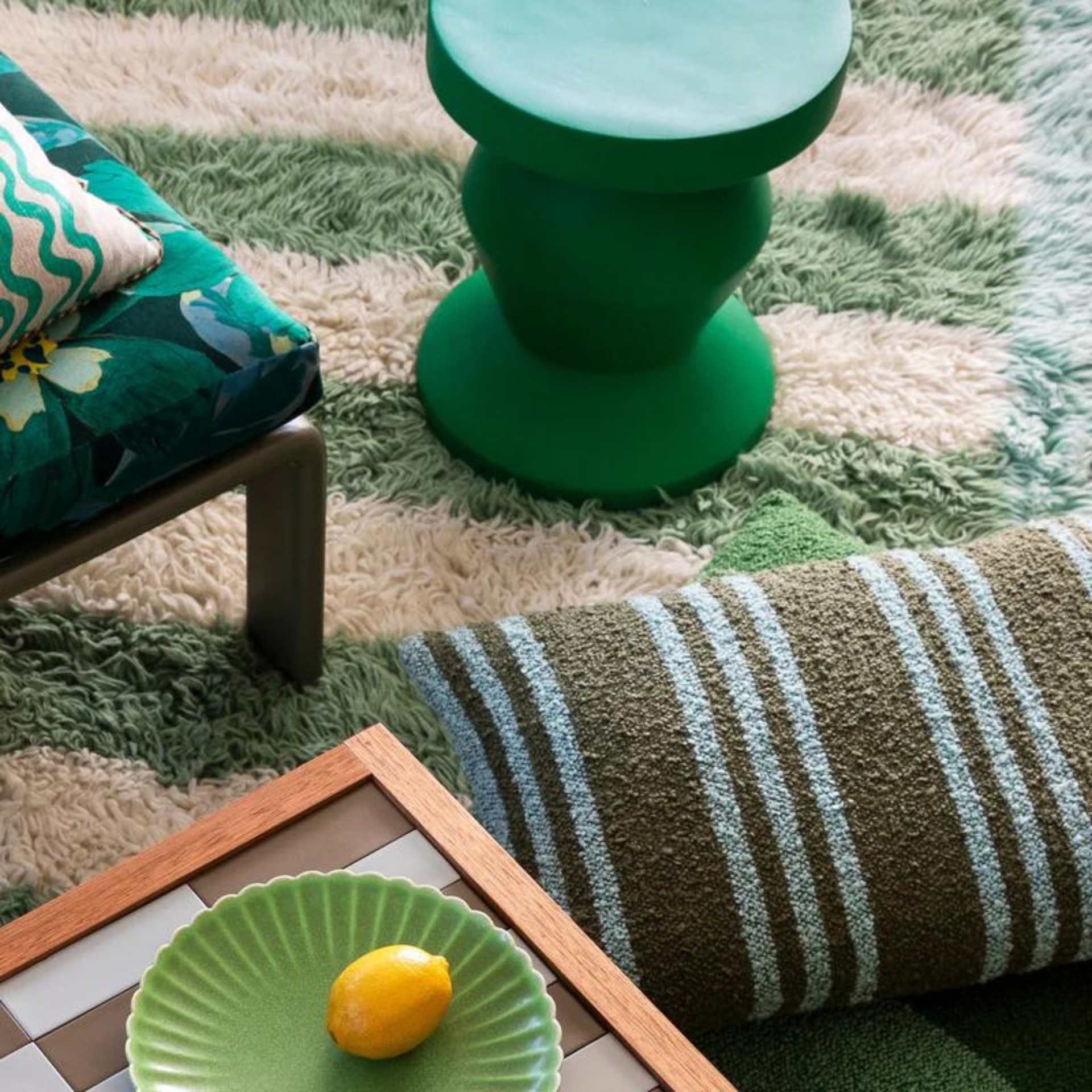 Pedestal Side Table - Green