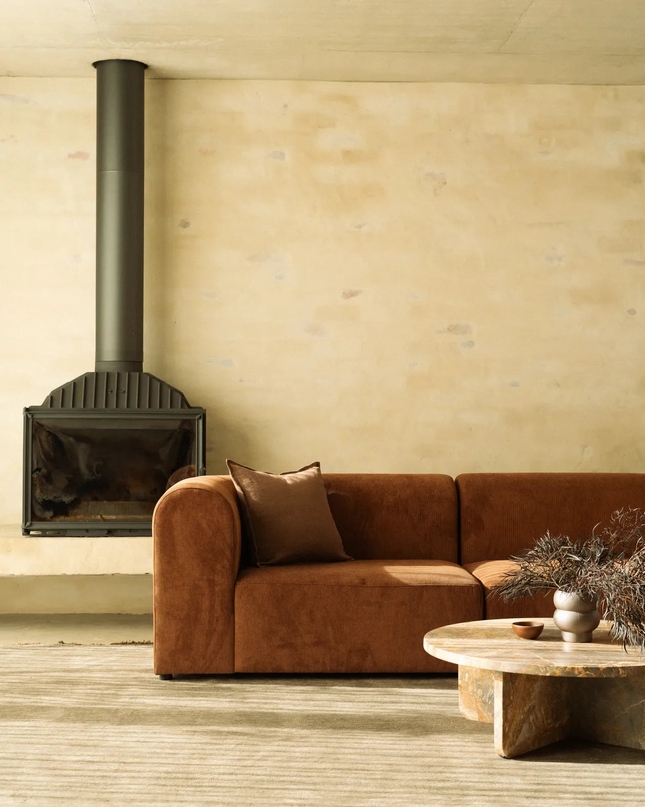 Berg 4 Seater RHF Chaise Sofa - Corduroy Cocoa