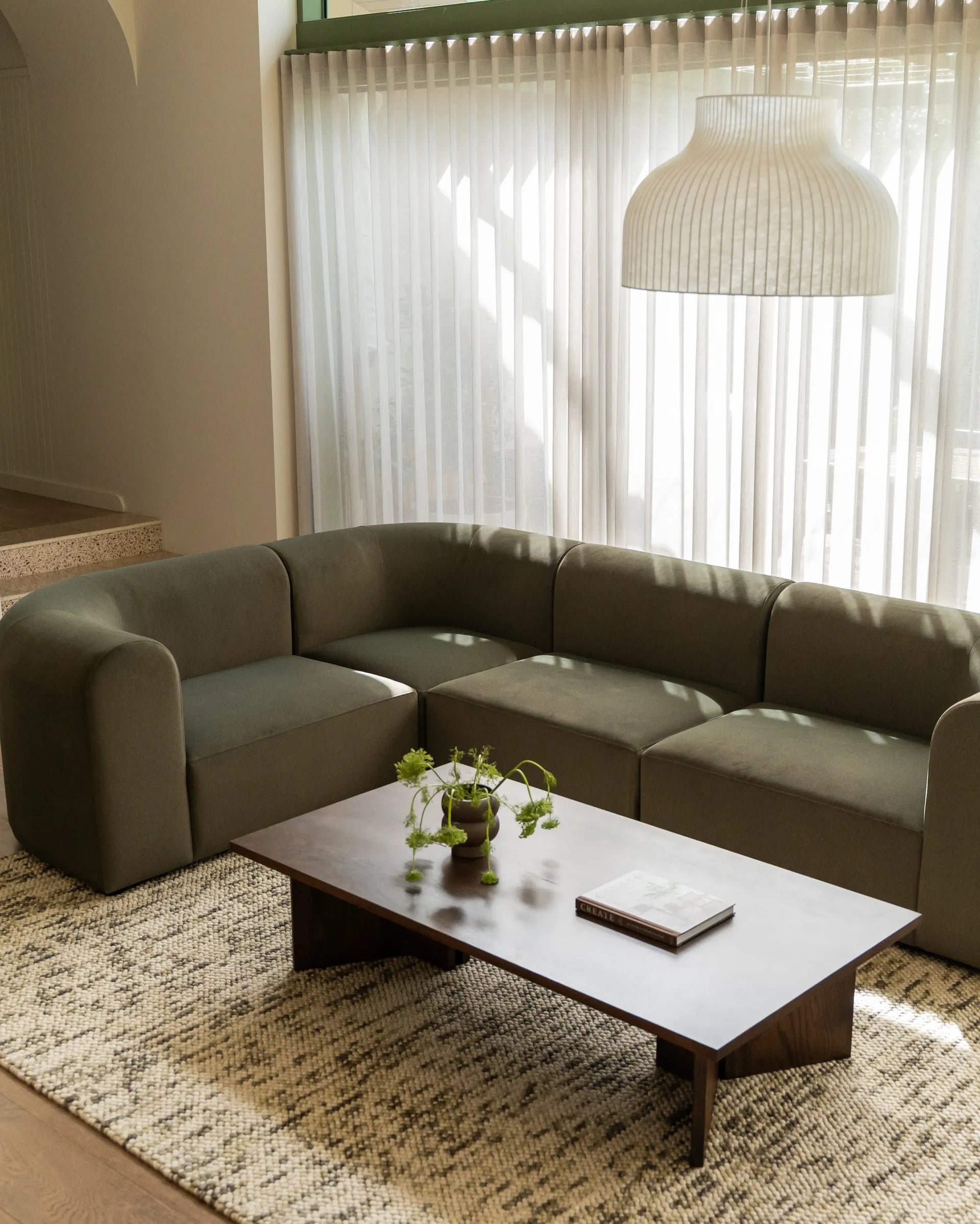 Berg LHF Closed Chaise Sofa - Eden Leaf