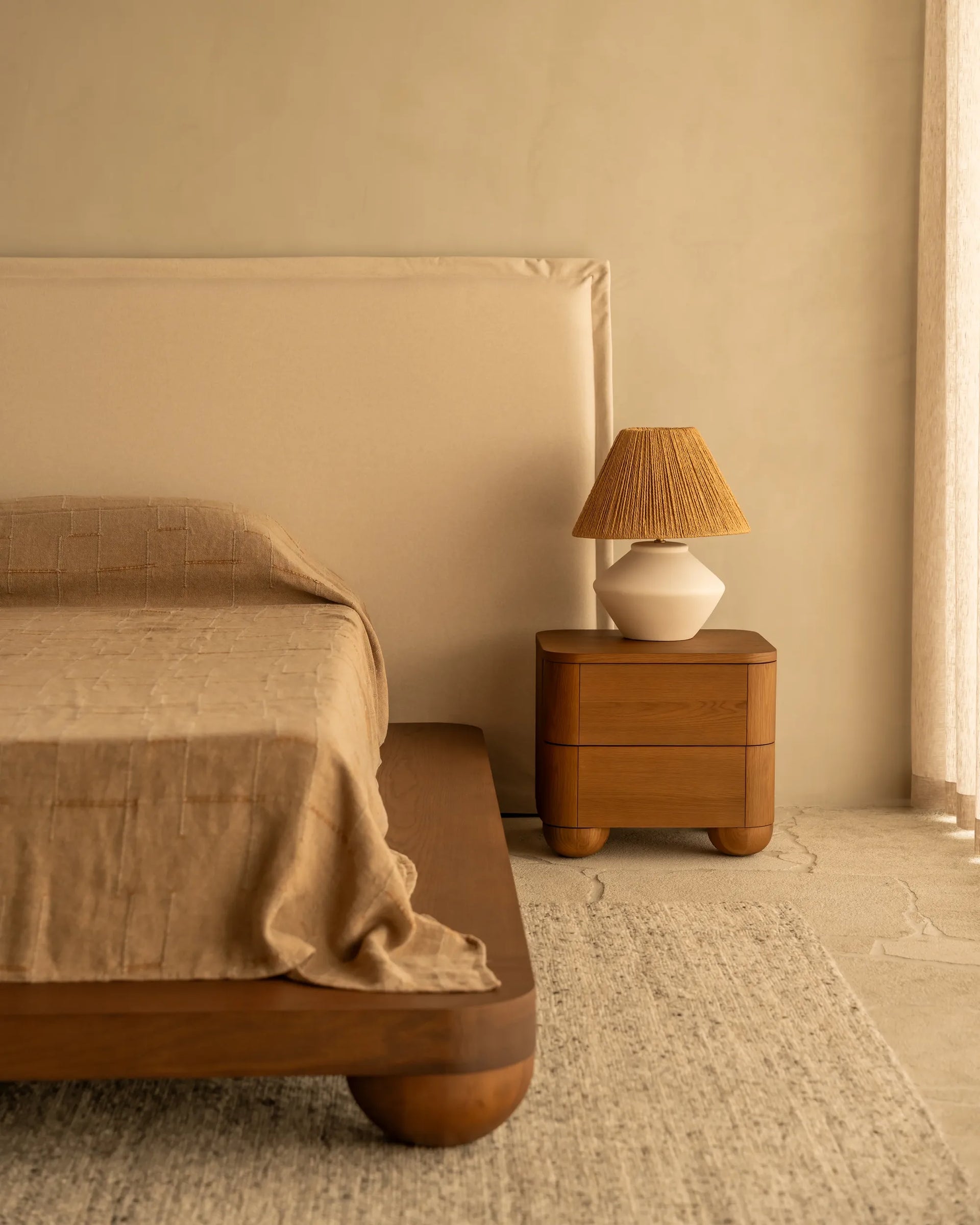 Bound Queen Bed Base -Deep Oak