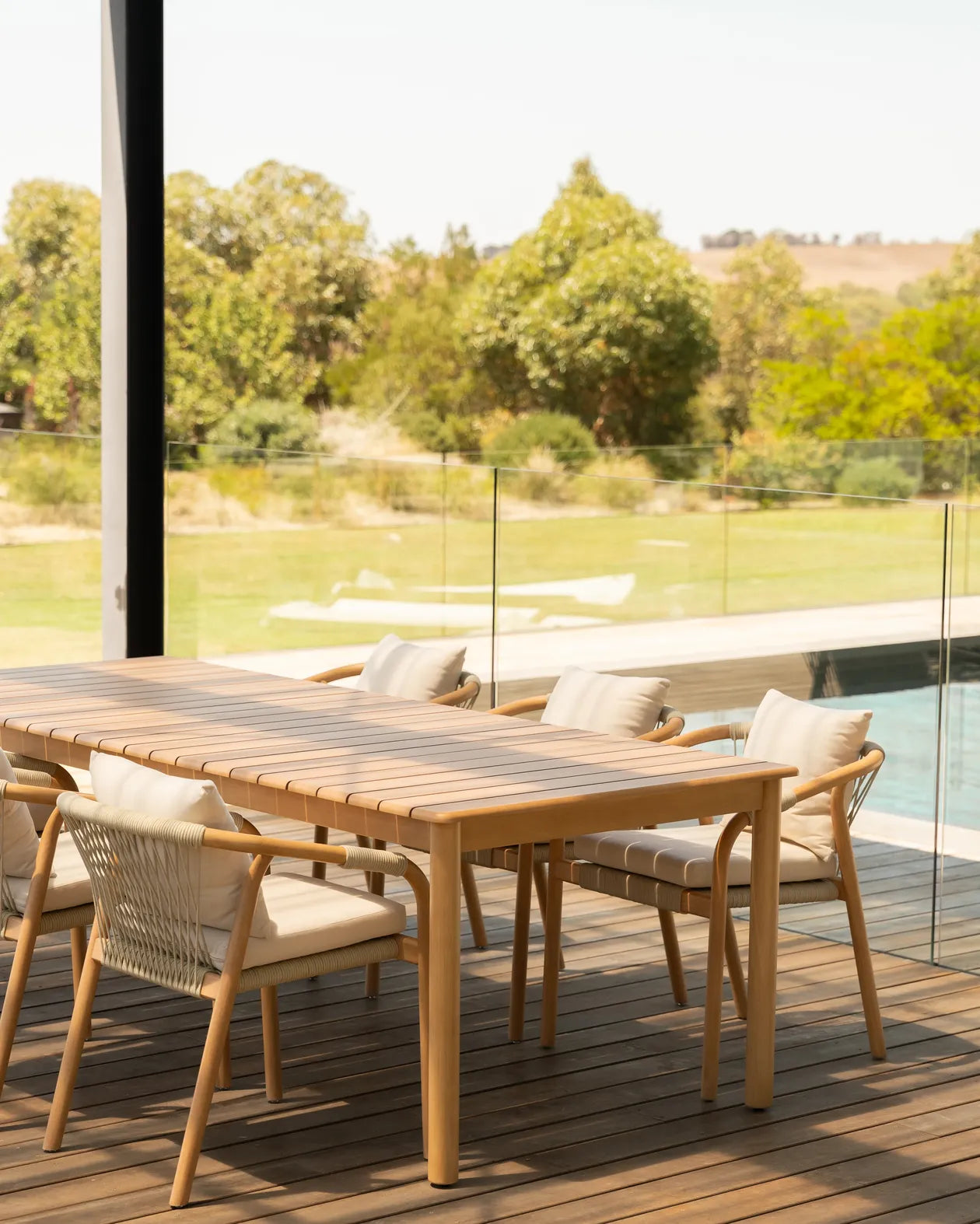 Burnett Outdoor Dining Chair - Eucalyptus / Beige