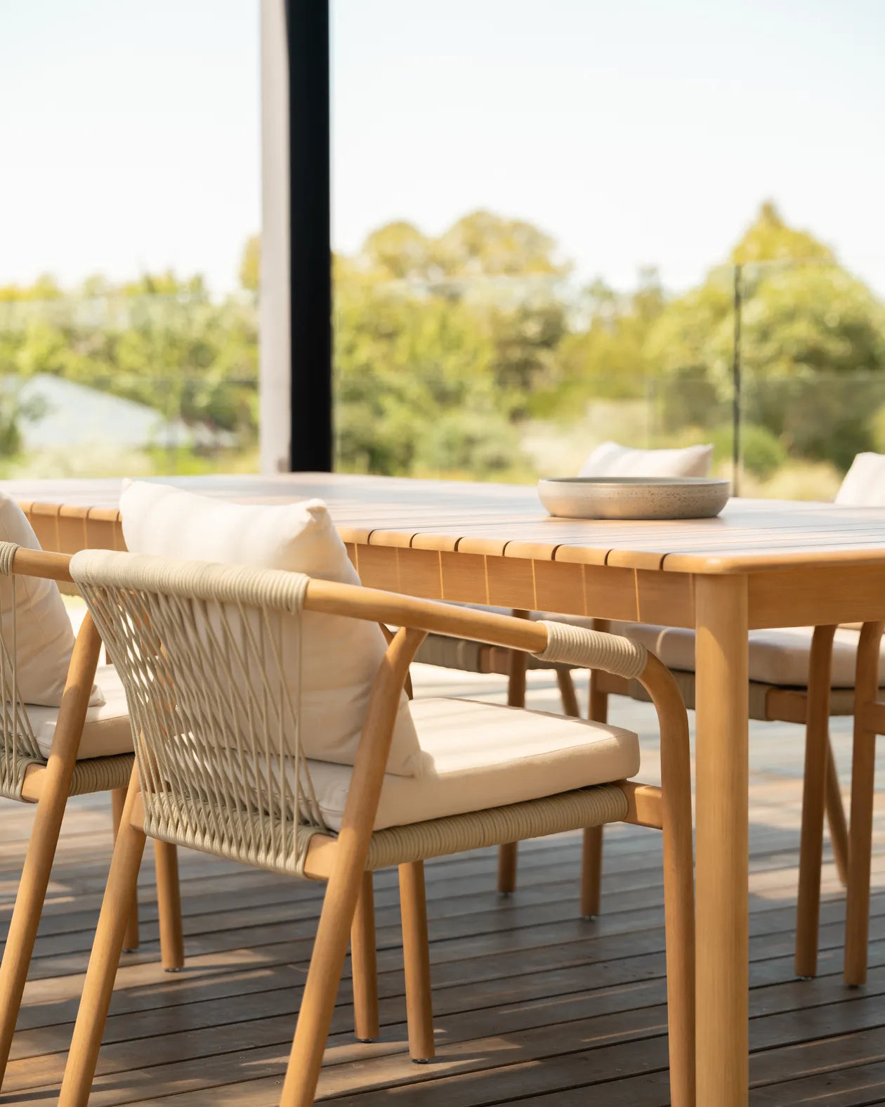 Burnett Outdoor Dining Chair - Eucalyptus / Beige