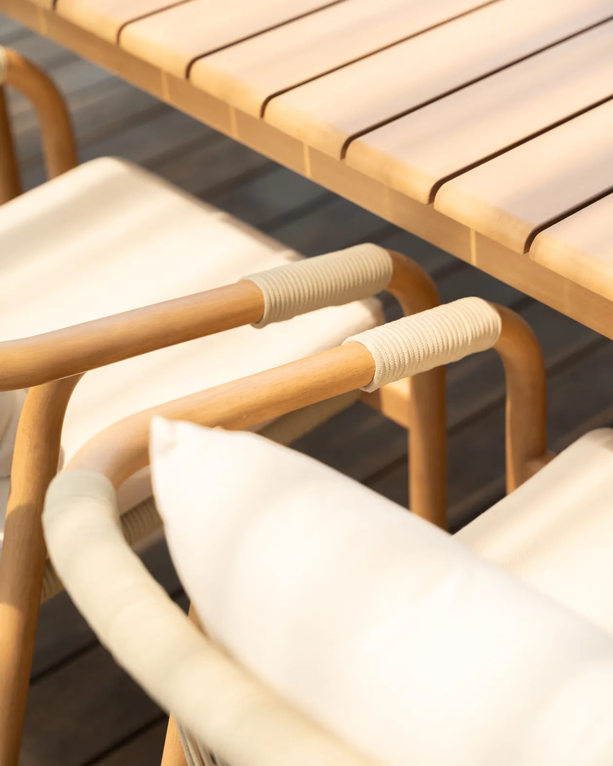 Burnett Outdoor Dining Chair - Eucalyptus / Beige