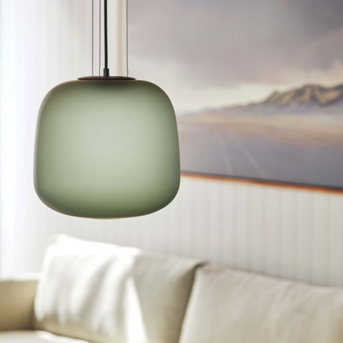 AB Small Pendant - Frosted Smoke Grey/Green