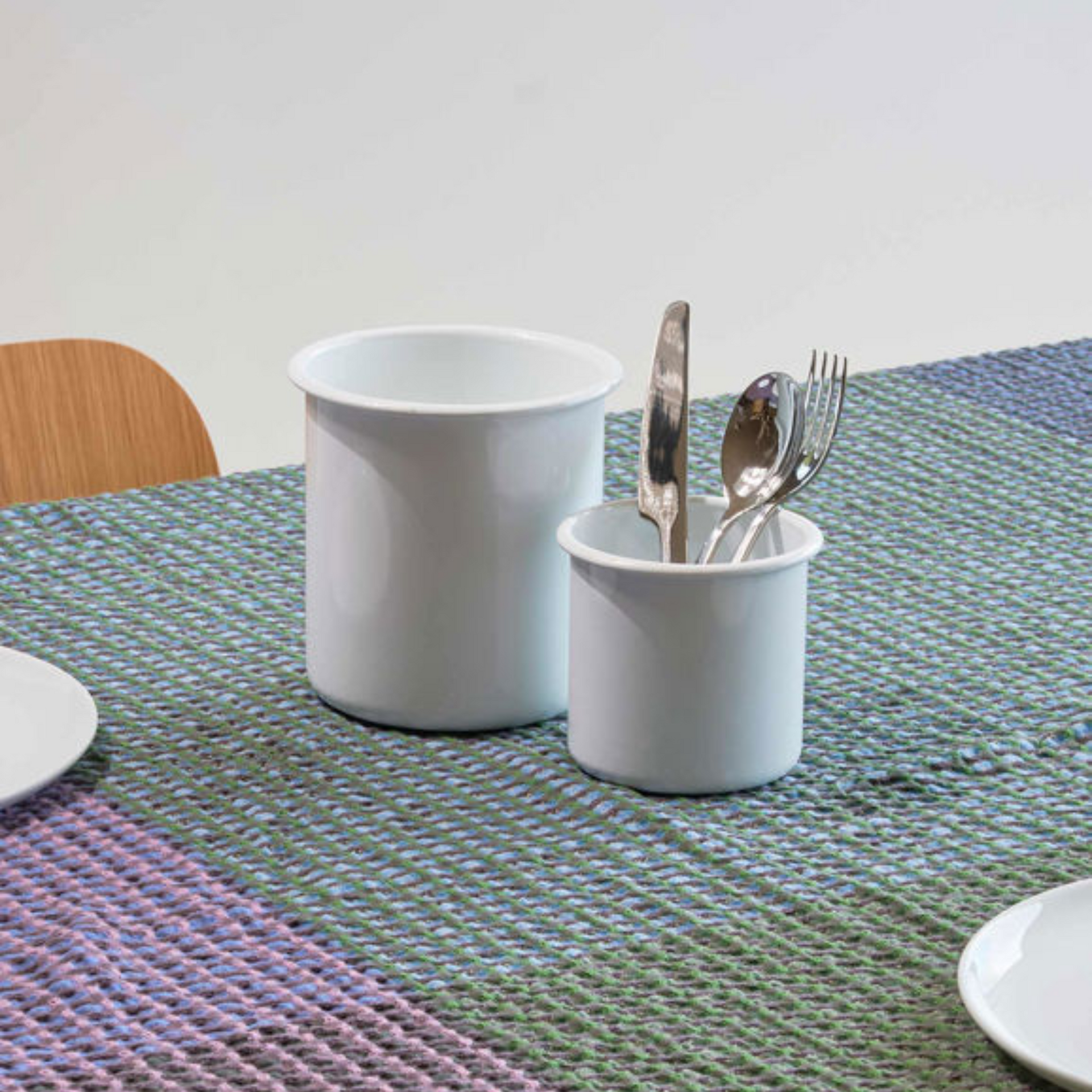 Enamel Utensil Holder Small - White