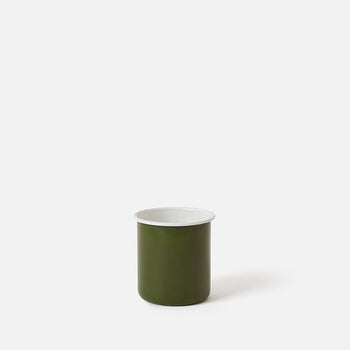 Enamel Utensil Holder Large - Olive/White