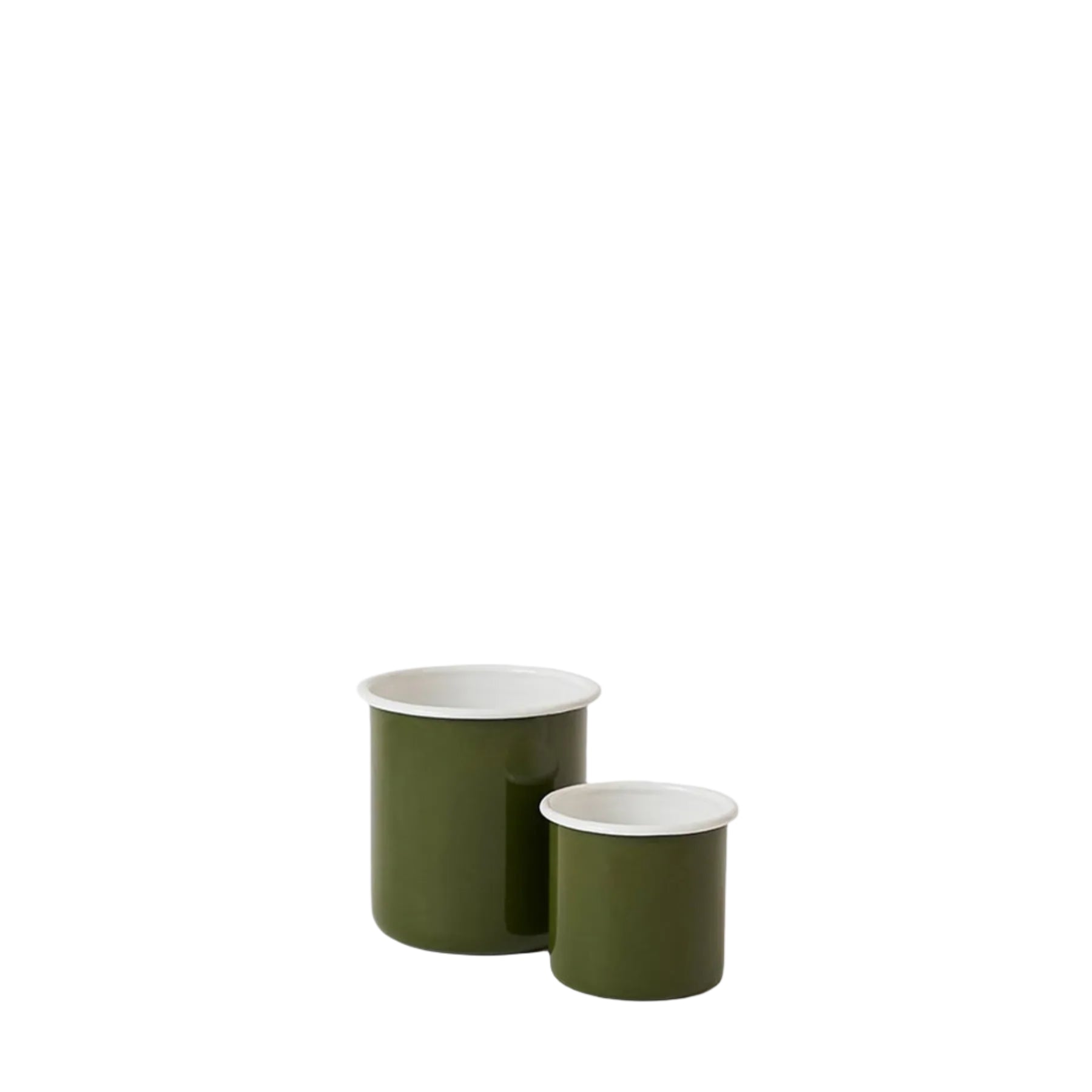 Enamel Utensil Holder Small - Olive/White