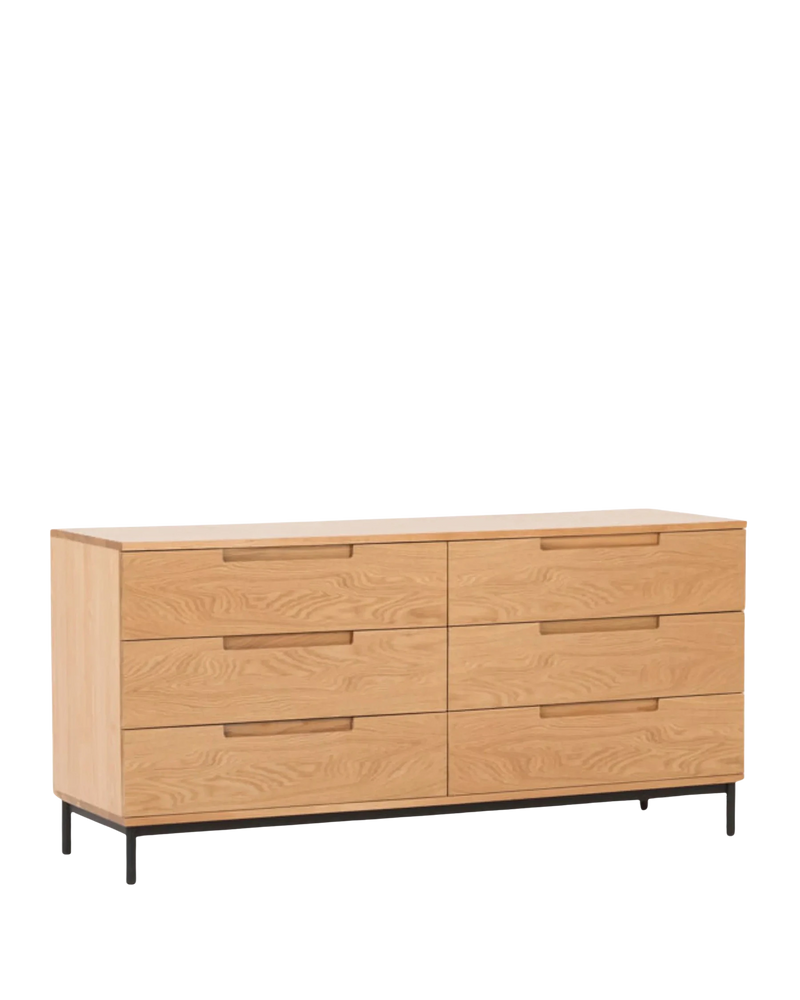 Bureau 6 Drawer Chest - Oak