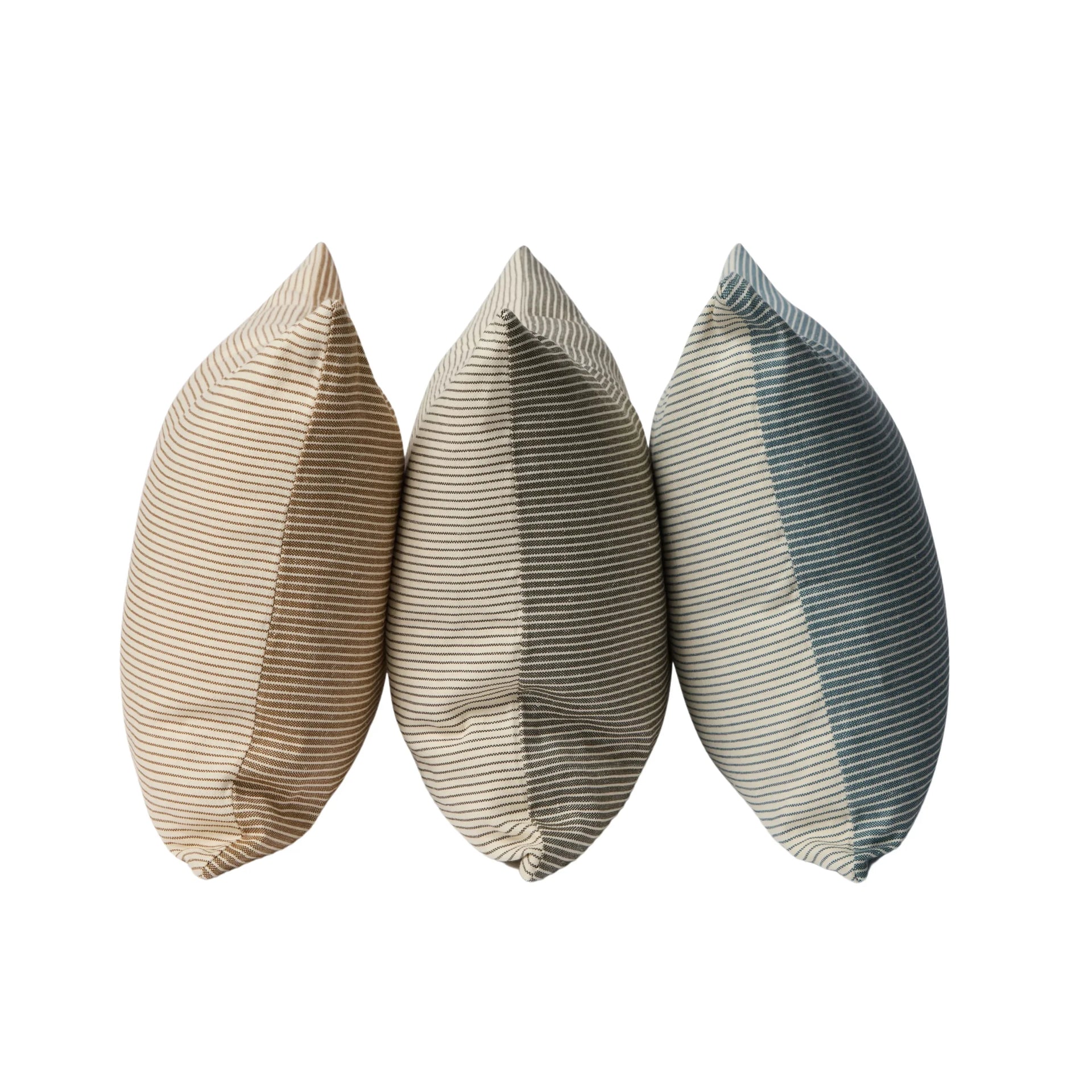Reversible Pinstripe Cushion - Bronze/Coconut