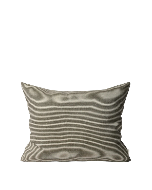 Reversible Pinstripe Cushion - Ivy/Coconut