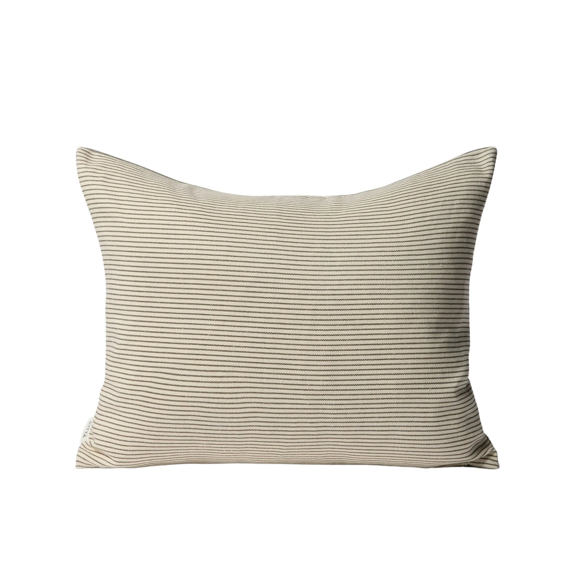 Reversible Pinstripe Cushion - Ivy/Coconut