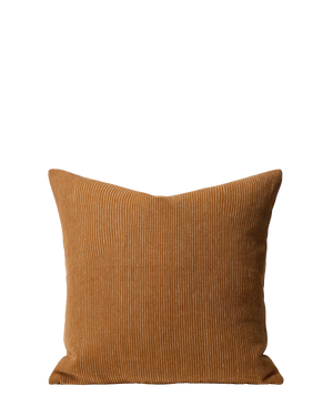 Fine Striped Linen Cushion - Orange Peel