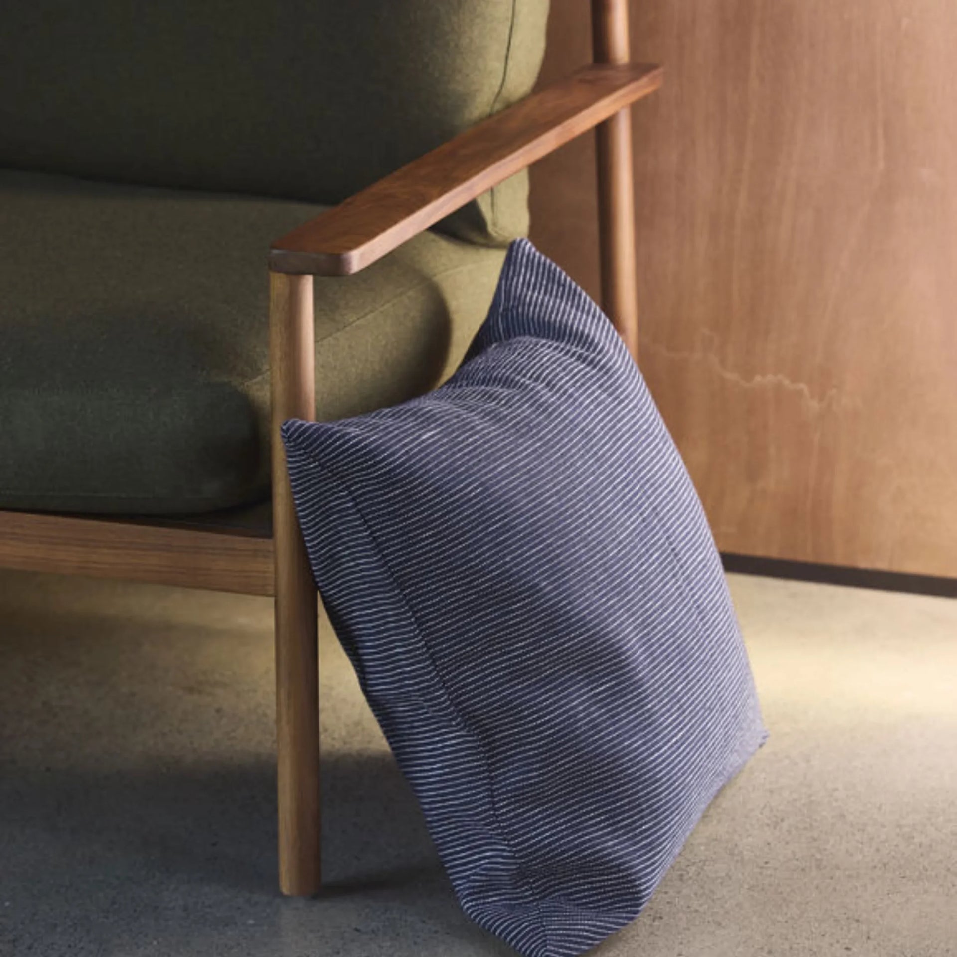 Fine Striped Linen Cushion - Night